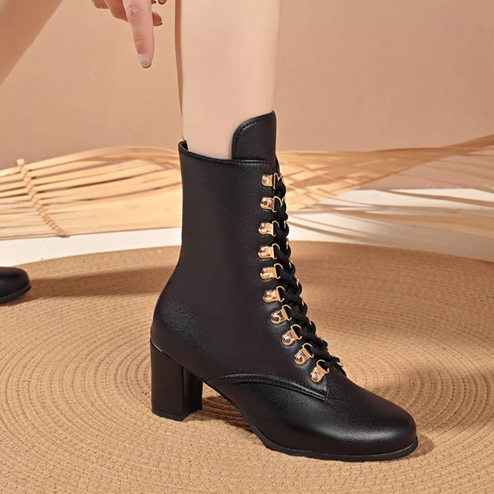 Lace-Up Boots with Block Heel, image 10