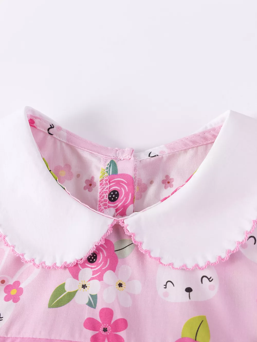 Children's Bunny & Floral Print Peter Pan Collar Dress, image 3