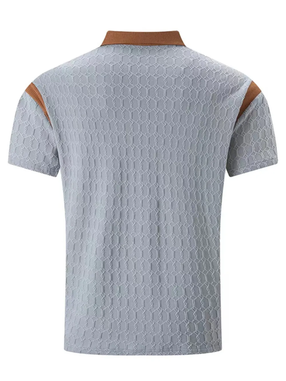Men's Full Size Textured Short Sleeve Polo Plus Size, image 3