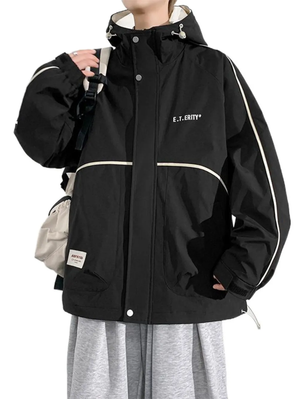 Men's Plus Size Contrast Trim Zip Up Jacket, image 2