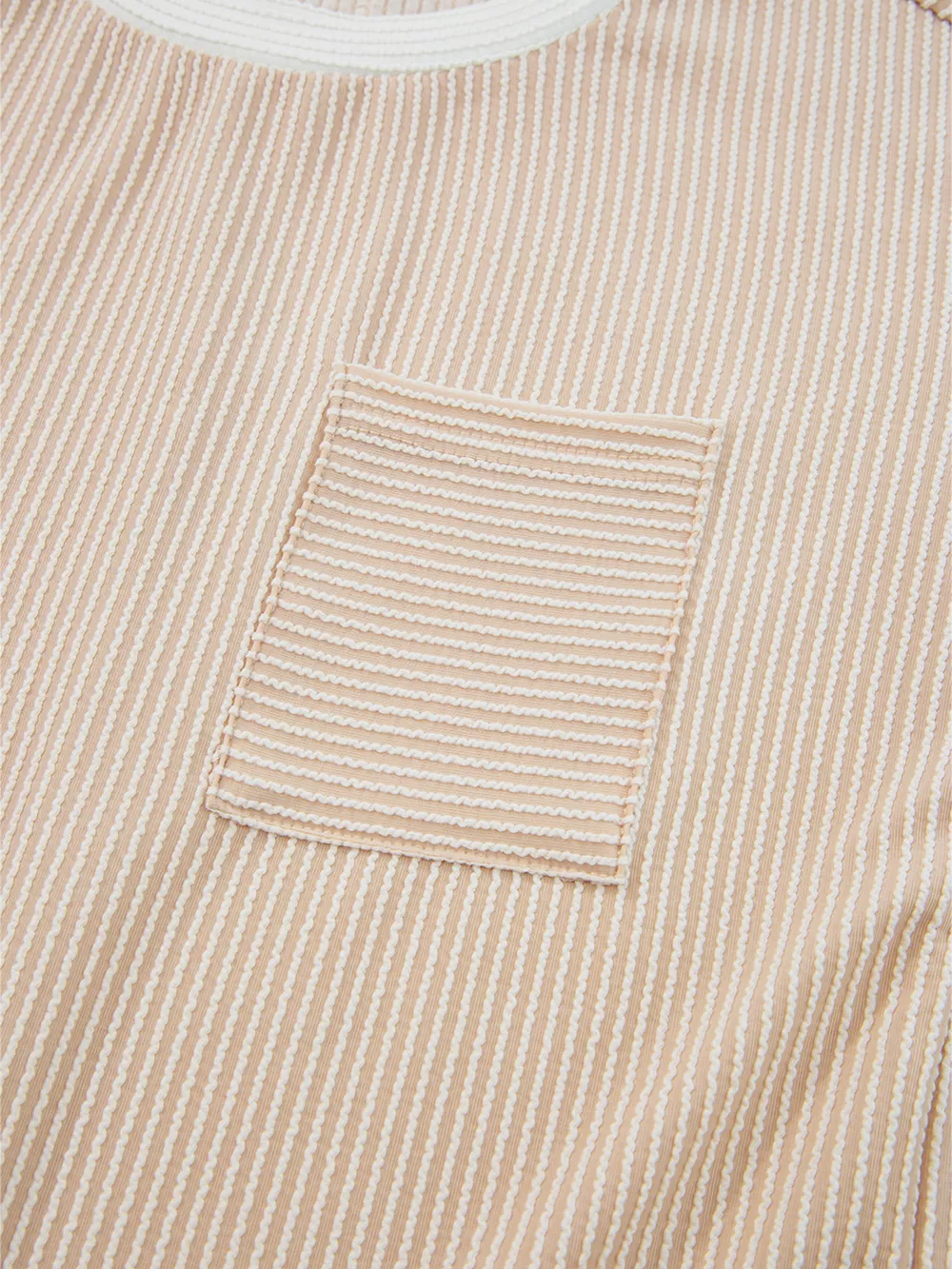 Twisted Ribbed Color Block Trim T Shirt Shift Dress, image 9