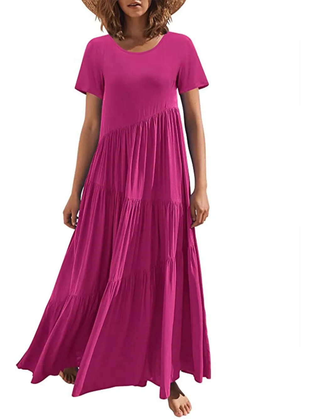 Round Neck Tiered Ruffle Maxi Dress, image 24