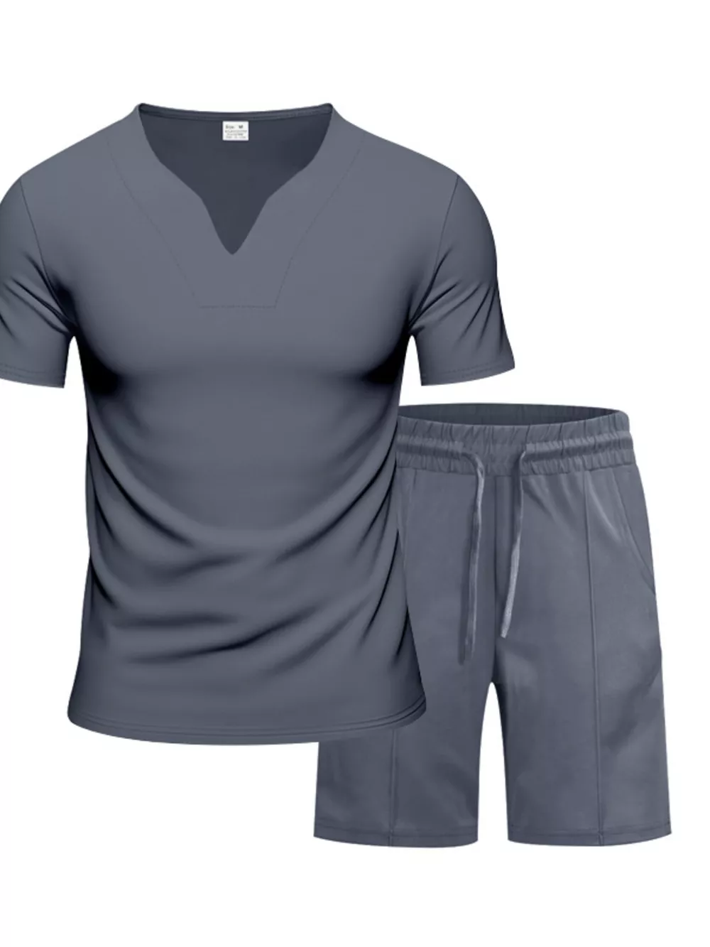 Men's Full Size V-Neck Short Sleeve T-Shirt and Shorts Set Plus Size, image 23