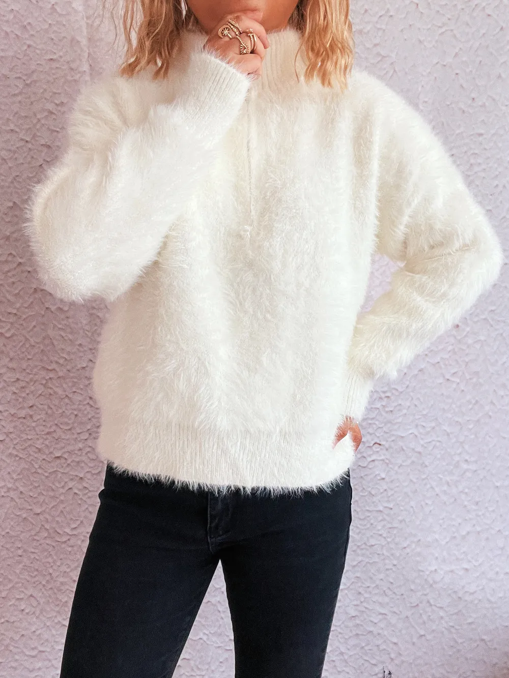 Cozy Fuzzy Half-Zip Sweater, image 15