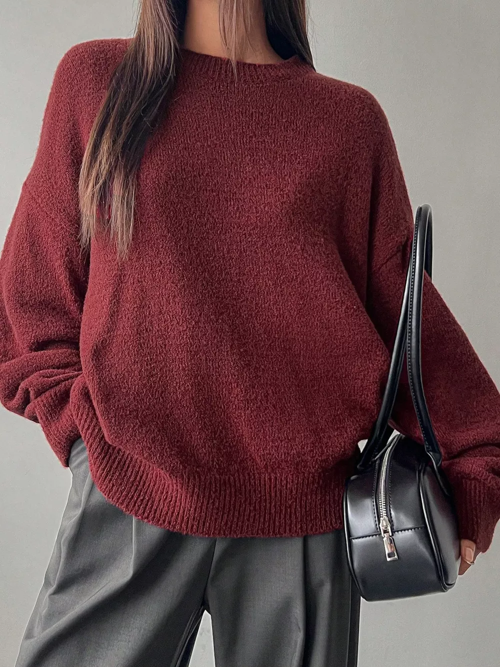 Cozy Knit Round Neck Oversized Sweater, image 15