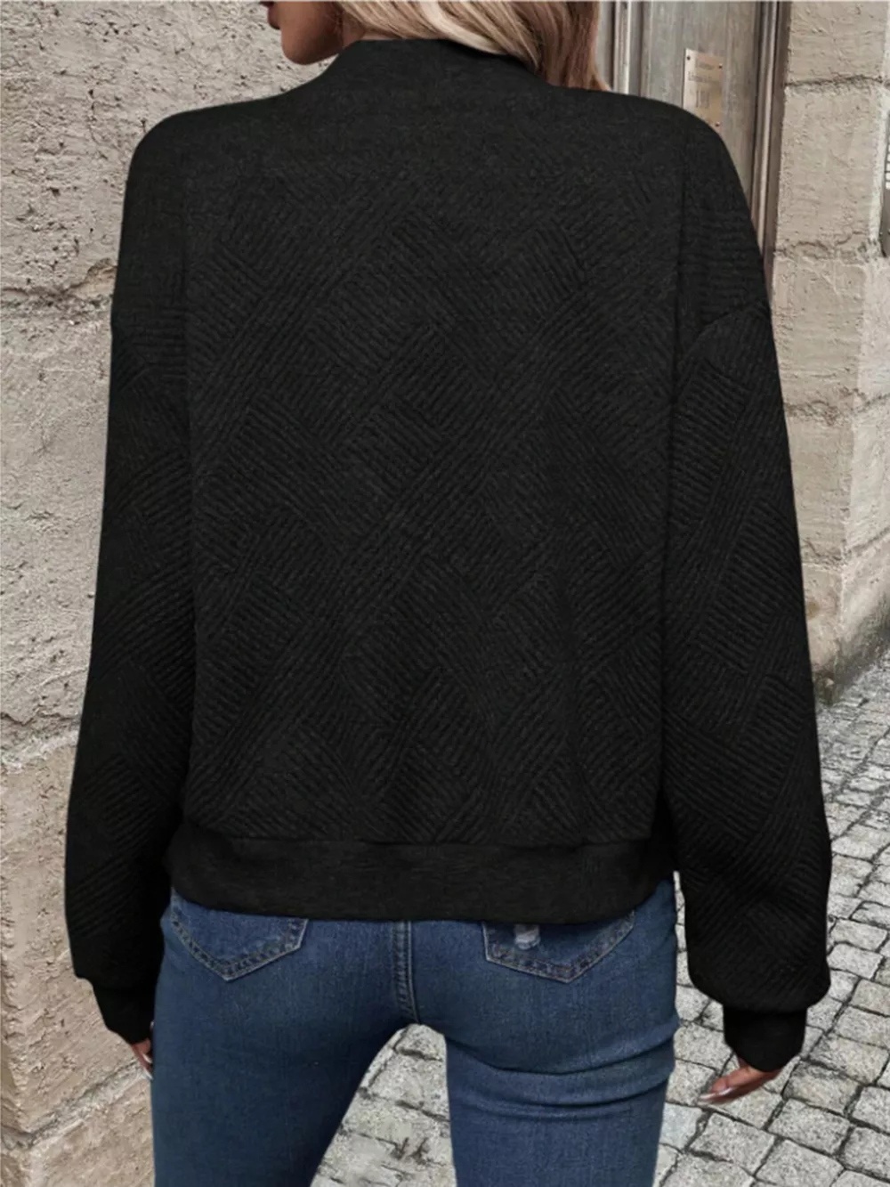 Textured Knit Zip-Up Bomber Jacket, image 13