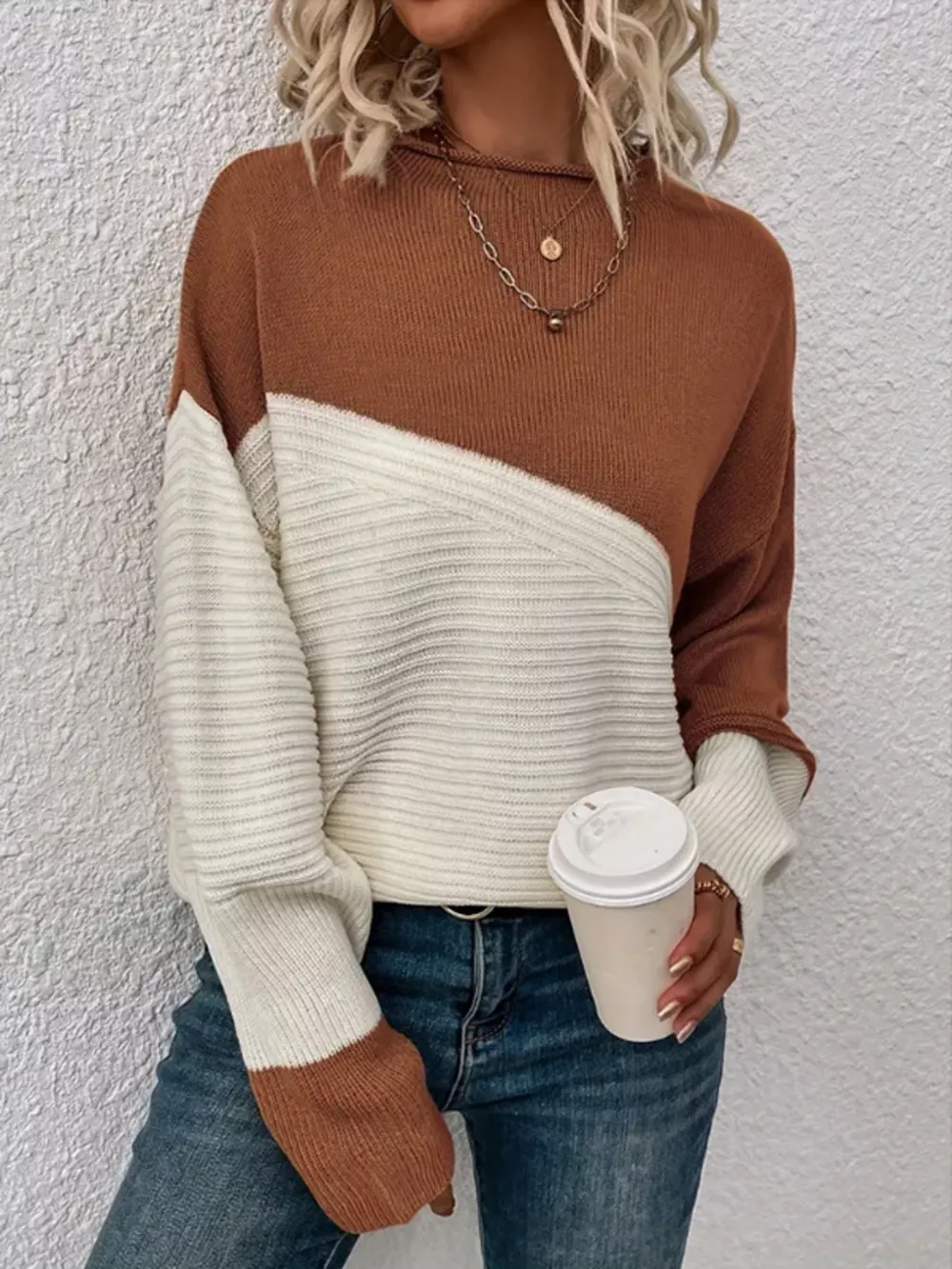 Color Block Ribbed Knit Sweater, image 3