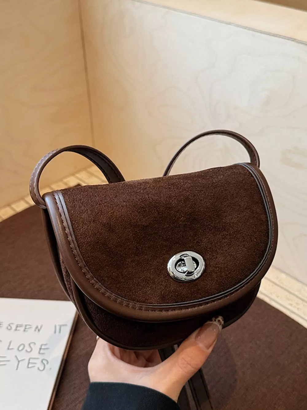 Suede Flap Crossbody Bag, image 10