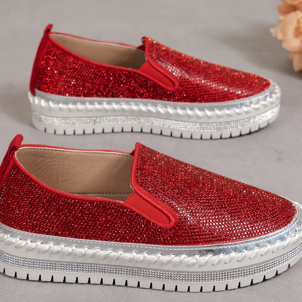 Rhinestone Round Toe Platform Loafers, image 10