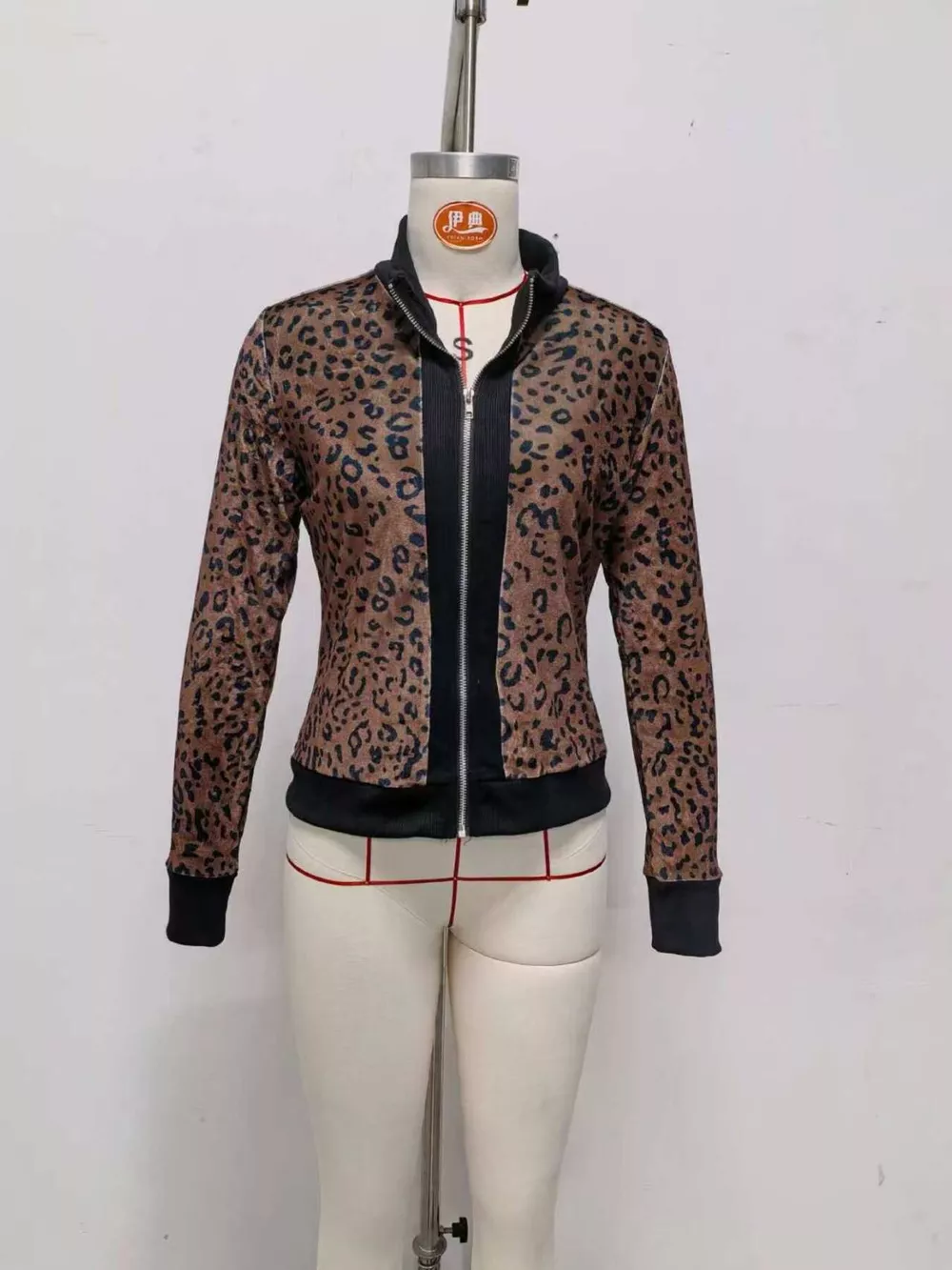 Leopard Print Knit Zip-Up Outerwear, image 4