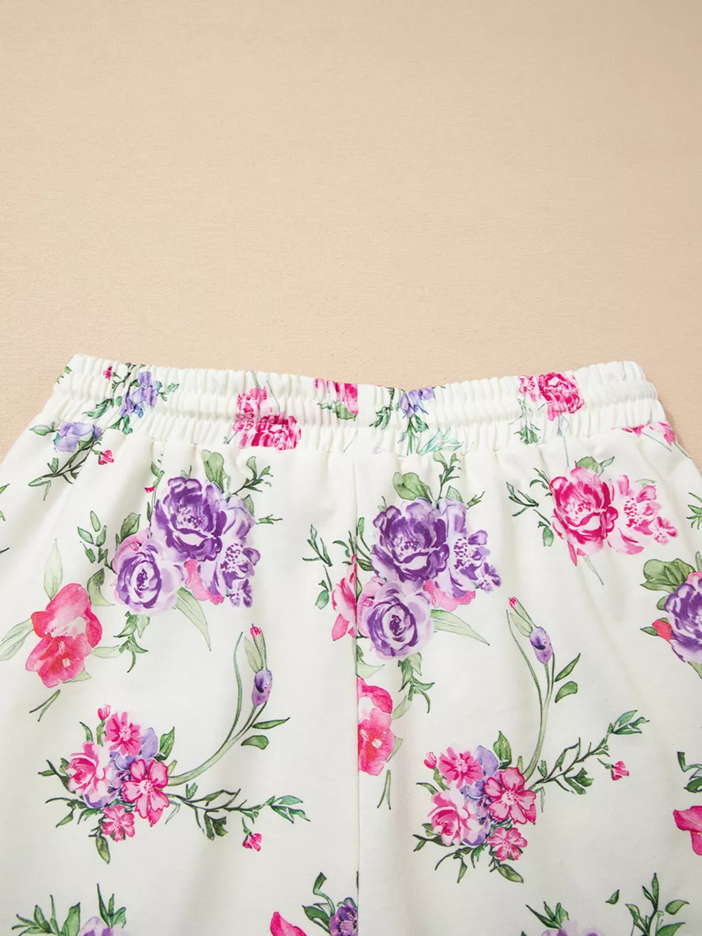 Floral Print Round Neck Top and Drawstring Pants Lounge Set, image 7