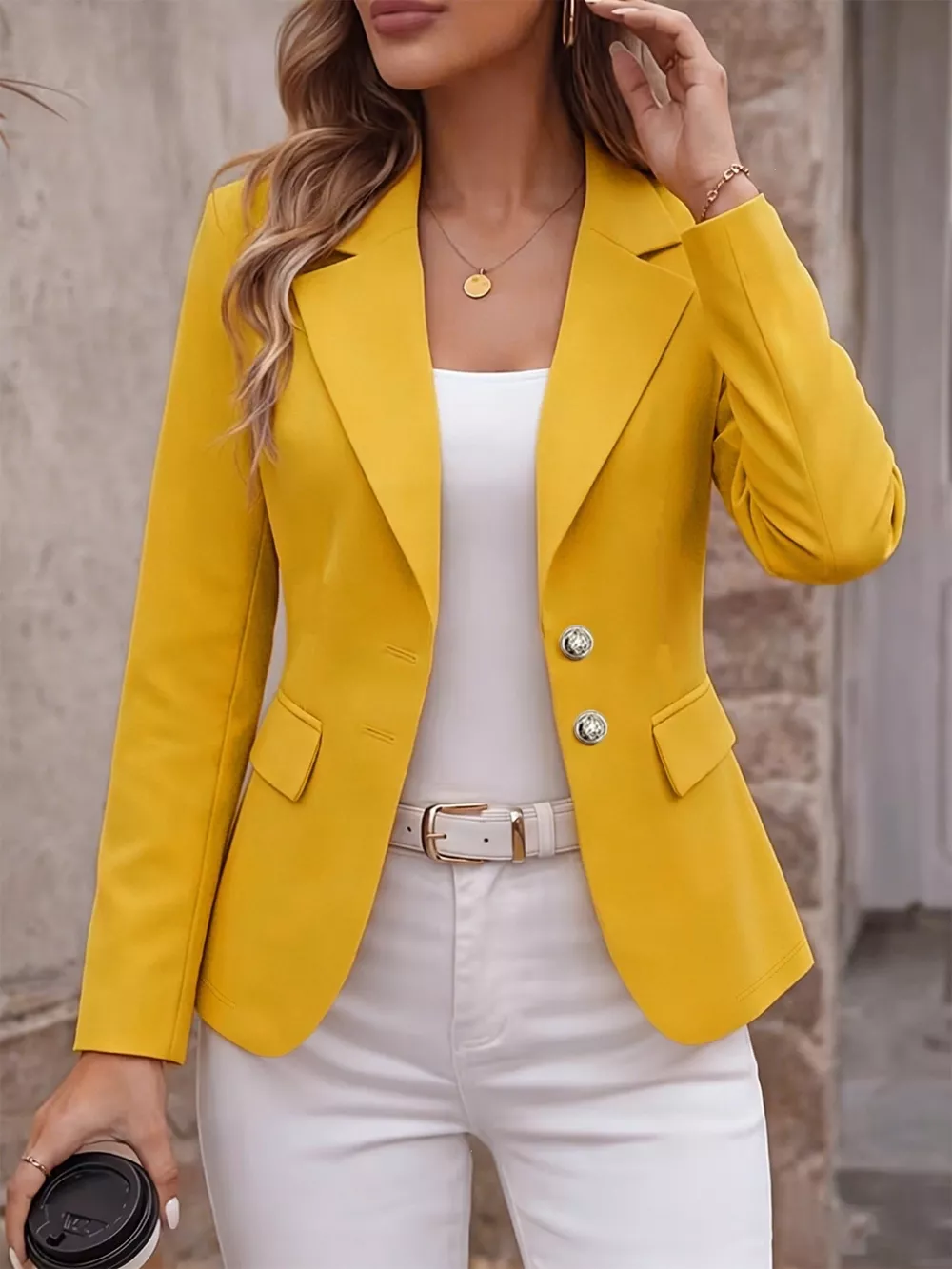 Full Size Lapel Collar Long Sleeve Blazer Plus Size, image 18