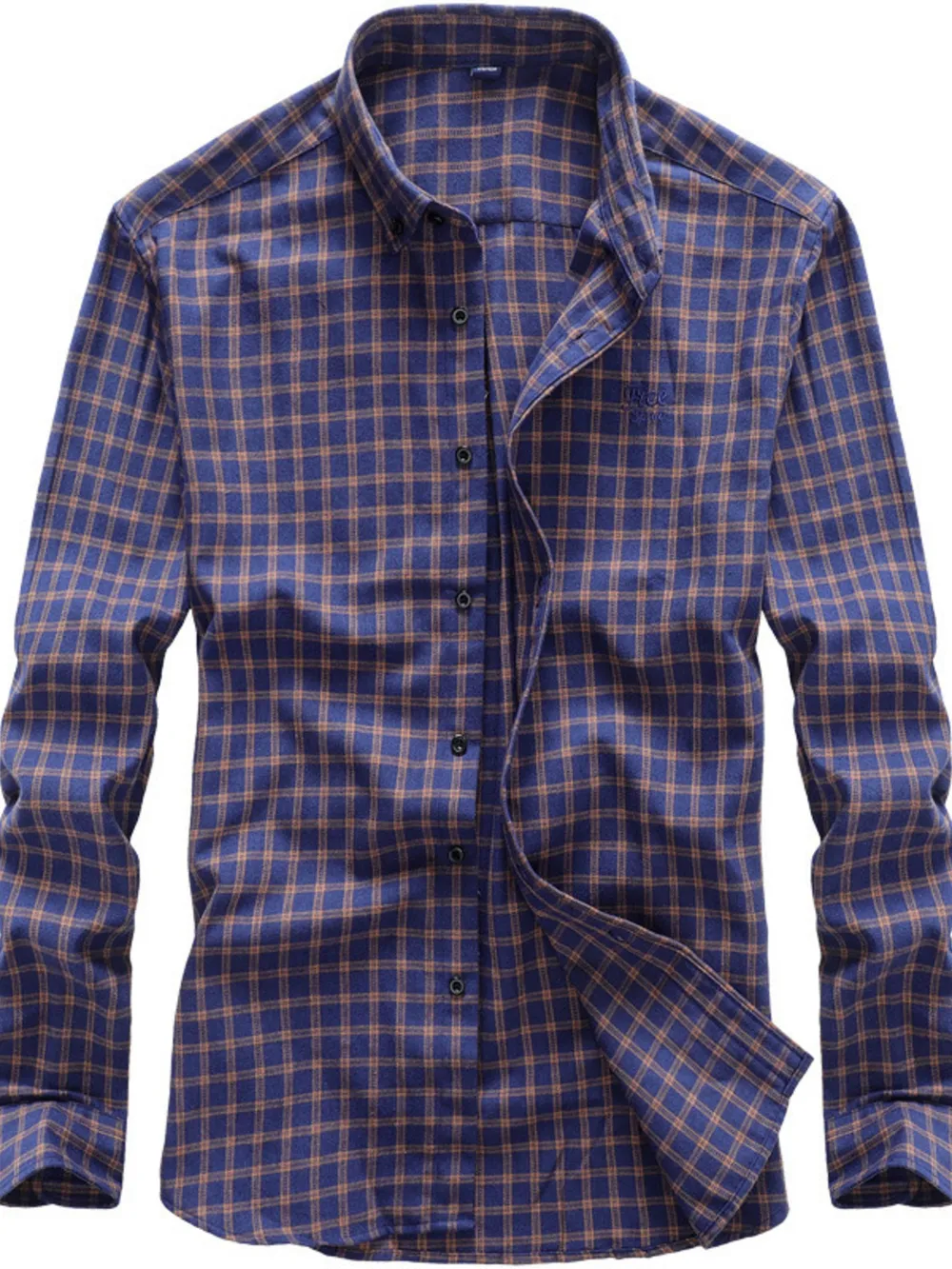 Men's Full Size Classic Plaid Button-Down Shirt Plus Size