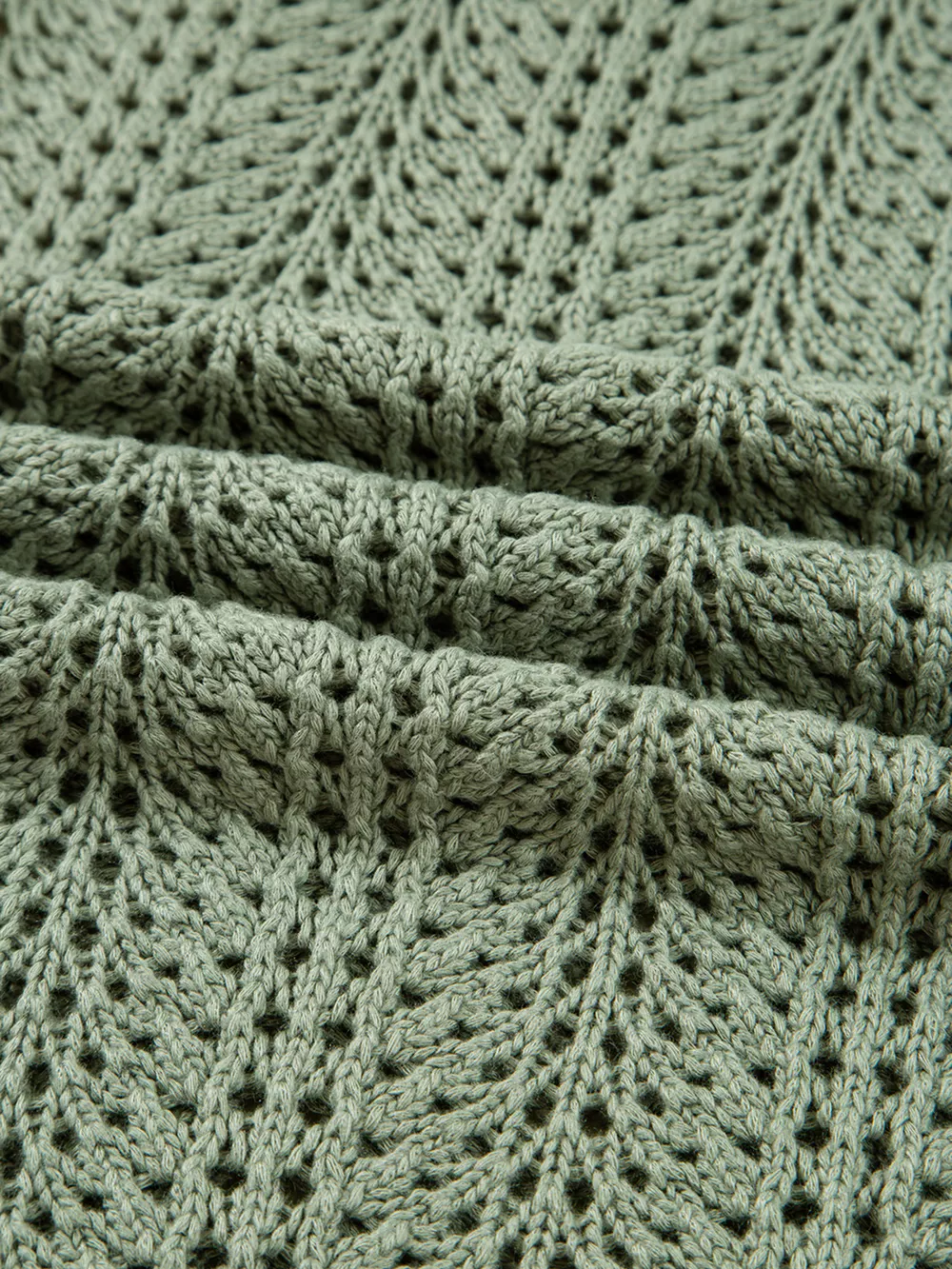 Scalloped Edge Eyelet Knit Batwing Sleeve Cardigan, image 5