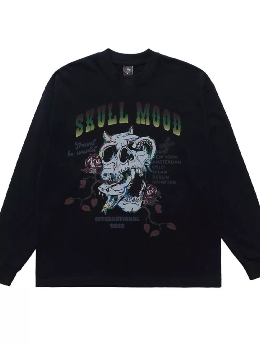 Men's Skull Mood Graphic Long Sleeve T-Shirt, image 2