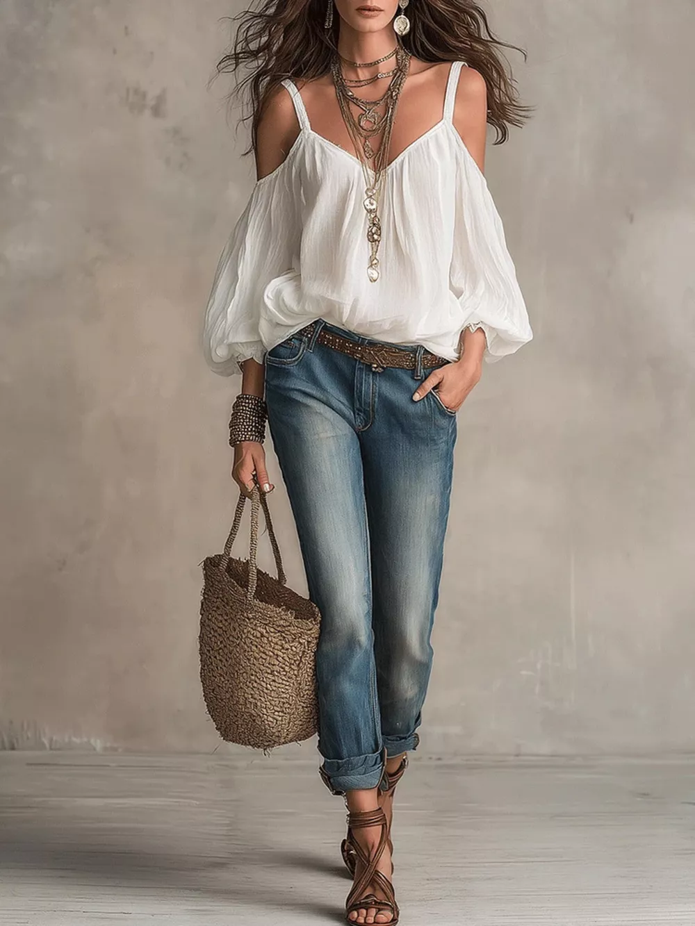 Cold Shoulder Balloon Sleeve Blouse, image 6
