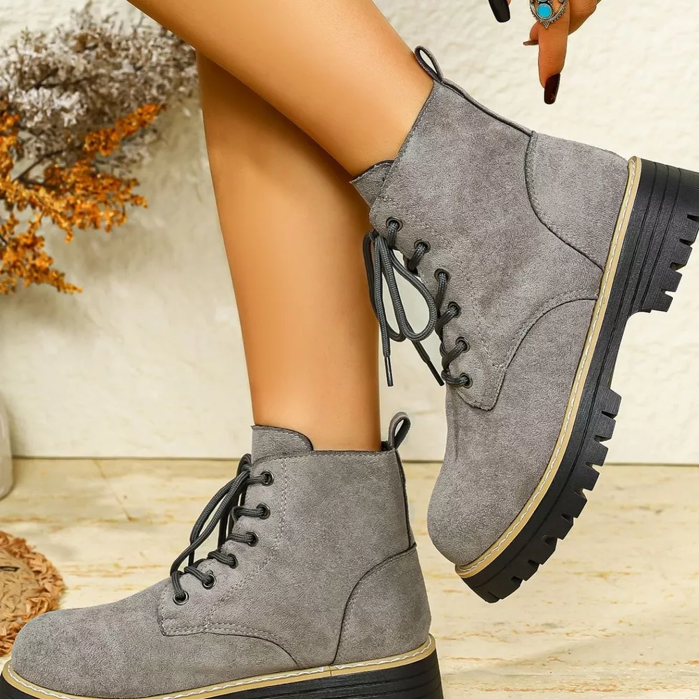 Round Toe Lace Up Boots, image 28