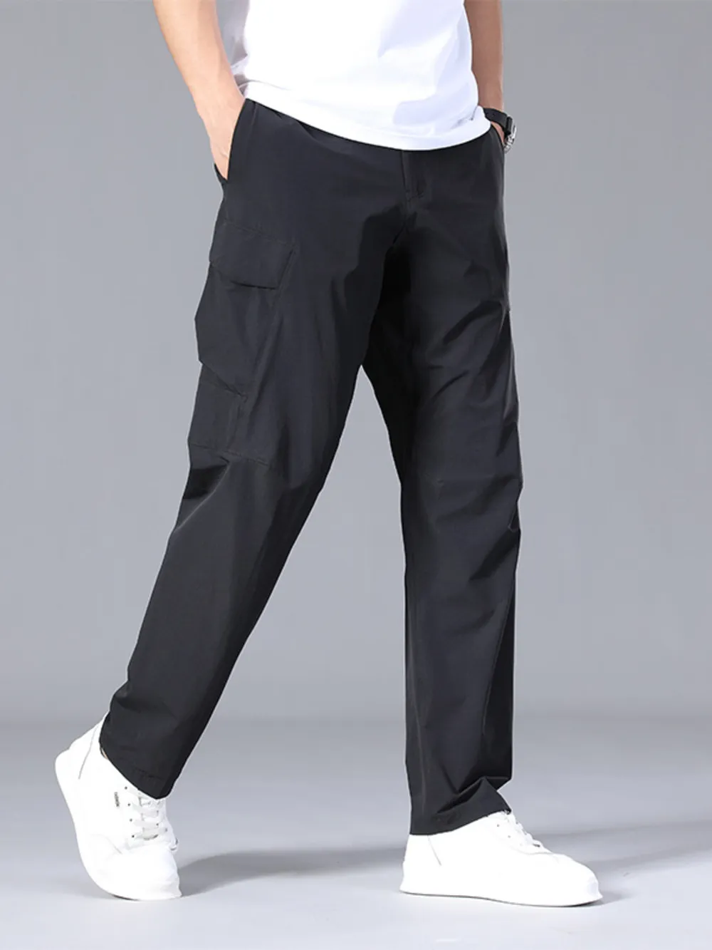 Men's Plus Size Pocketed Loose Fit Pants