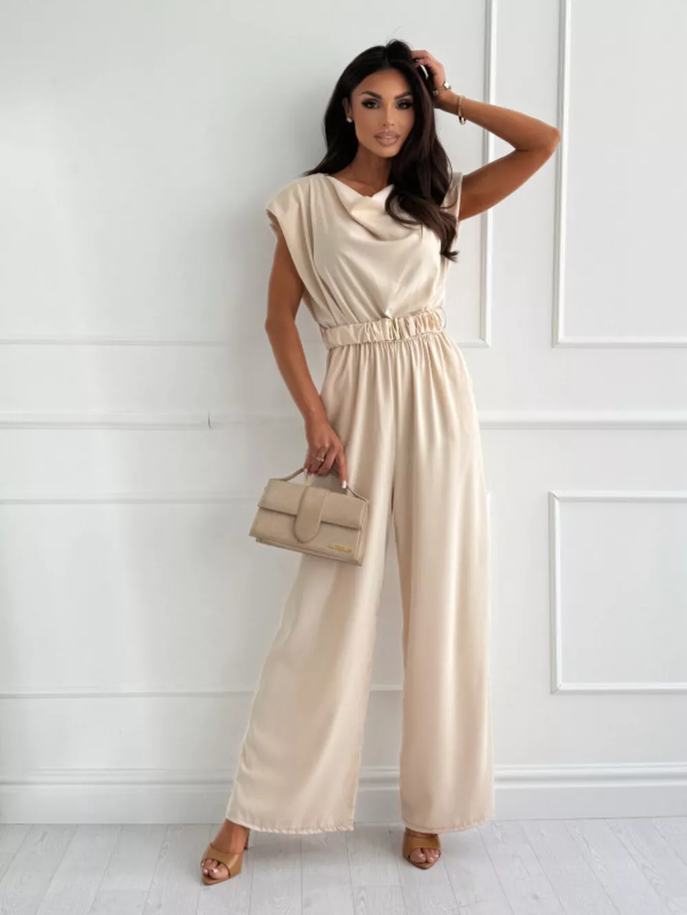 Cowl Neck Wide-Leg Jumpsuit, image 15