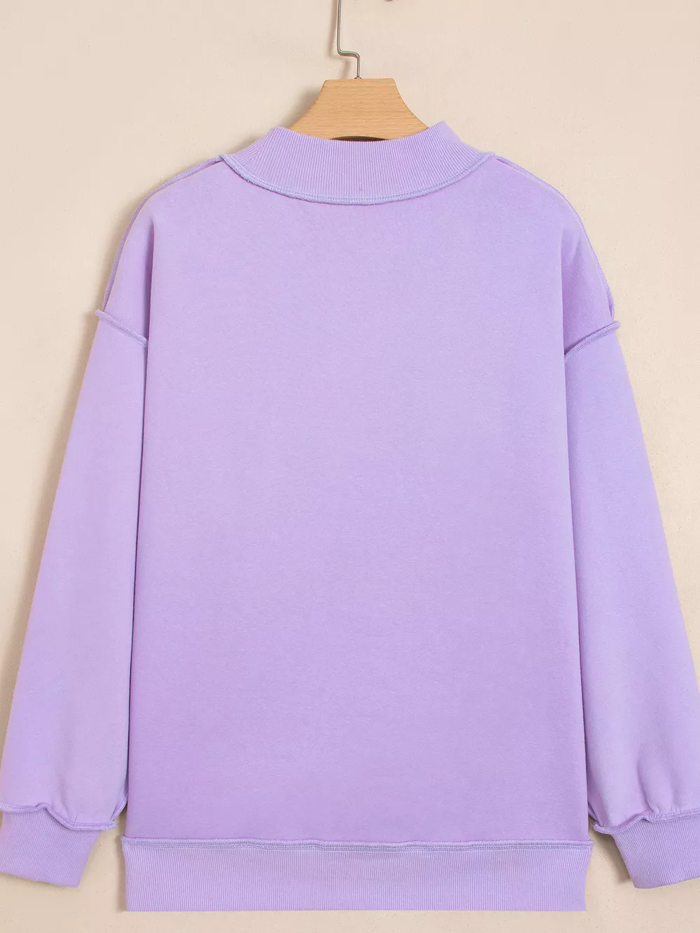 JESUS Letter Patch Graphic Exposed Seam Mock Neck Baggy Sweatshirt, image 4