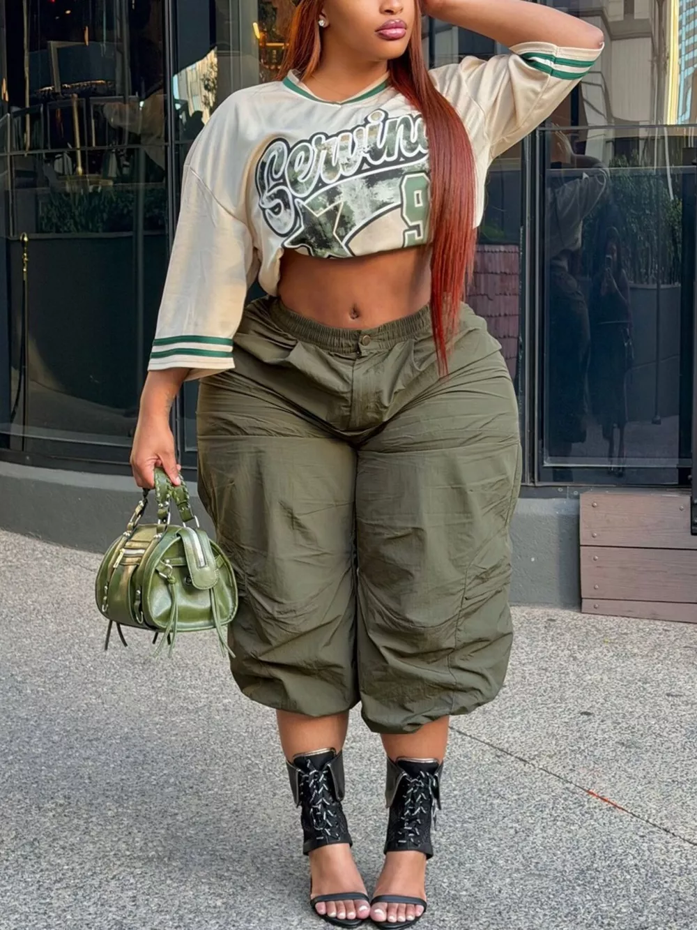 Baggy Cargo Cropped Pants, image 3