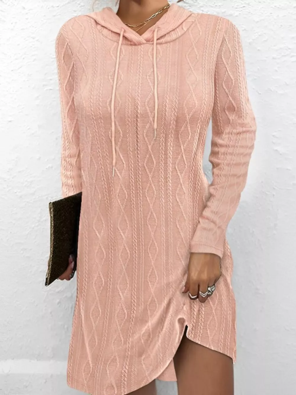 Casual Long Sleeve Hooded Knit Dress, image 14