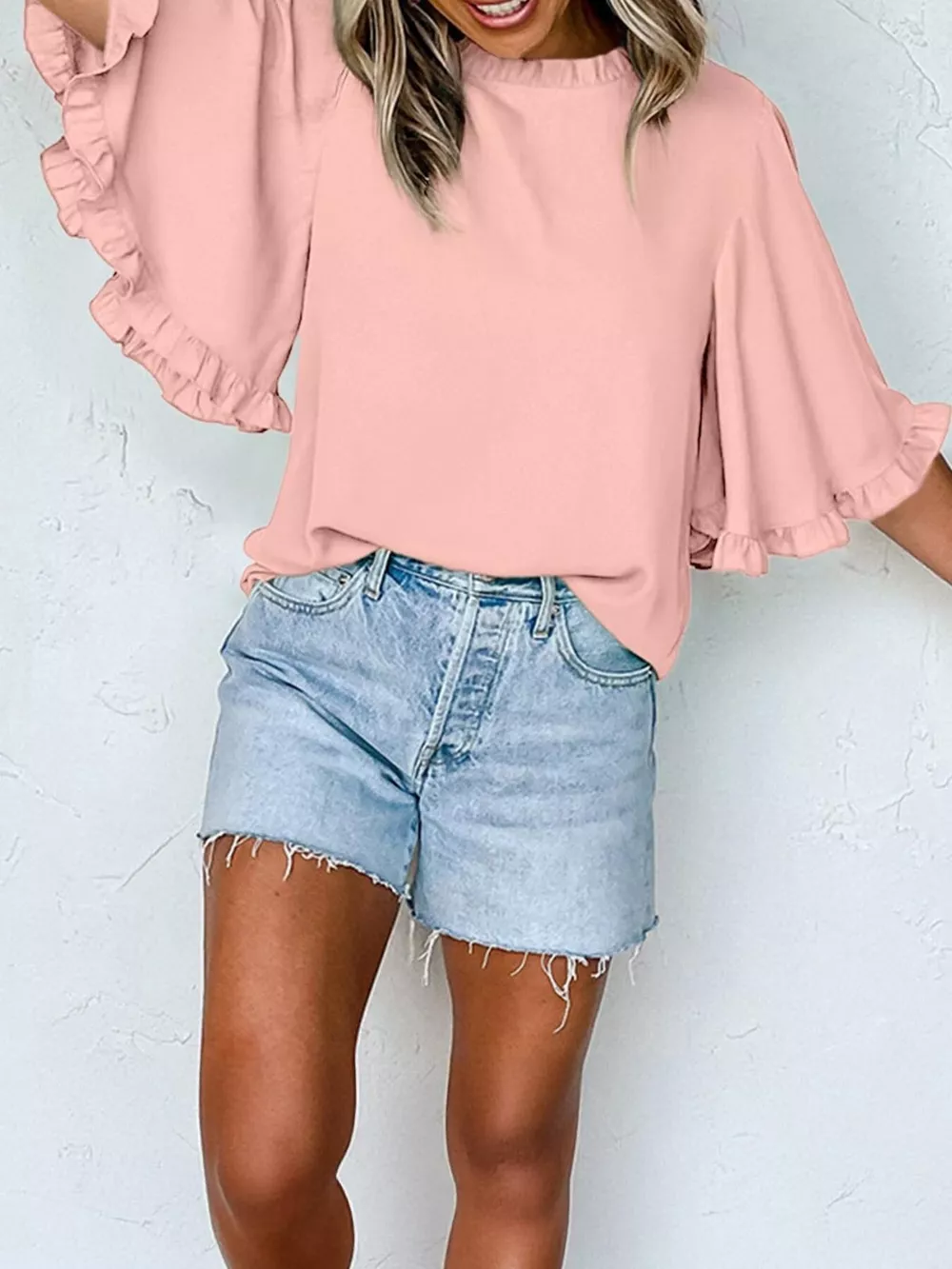 Ruffle Trim Half Sleeve Blouse, image 13