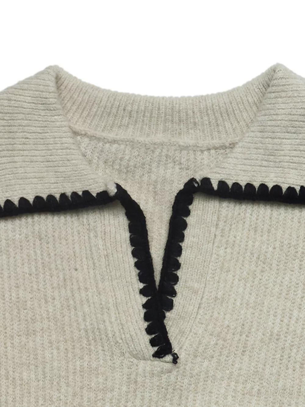 Contrast Trim Dropped Shoulder Sweater, image 7