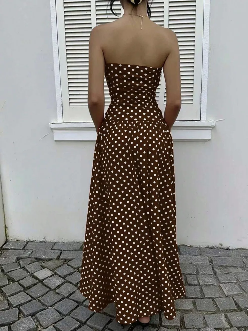 Polka Dot Strapless Maxi Dress, image 8