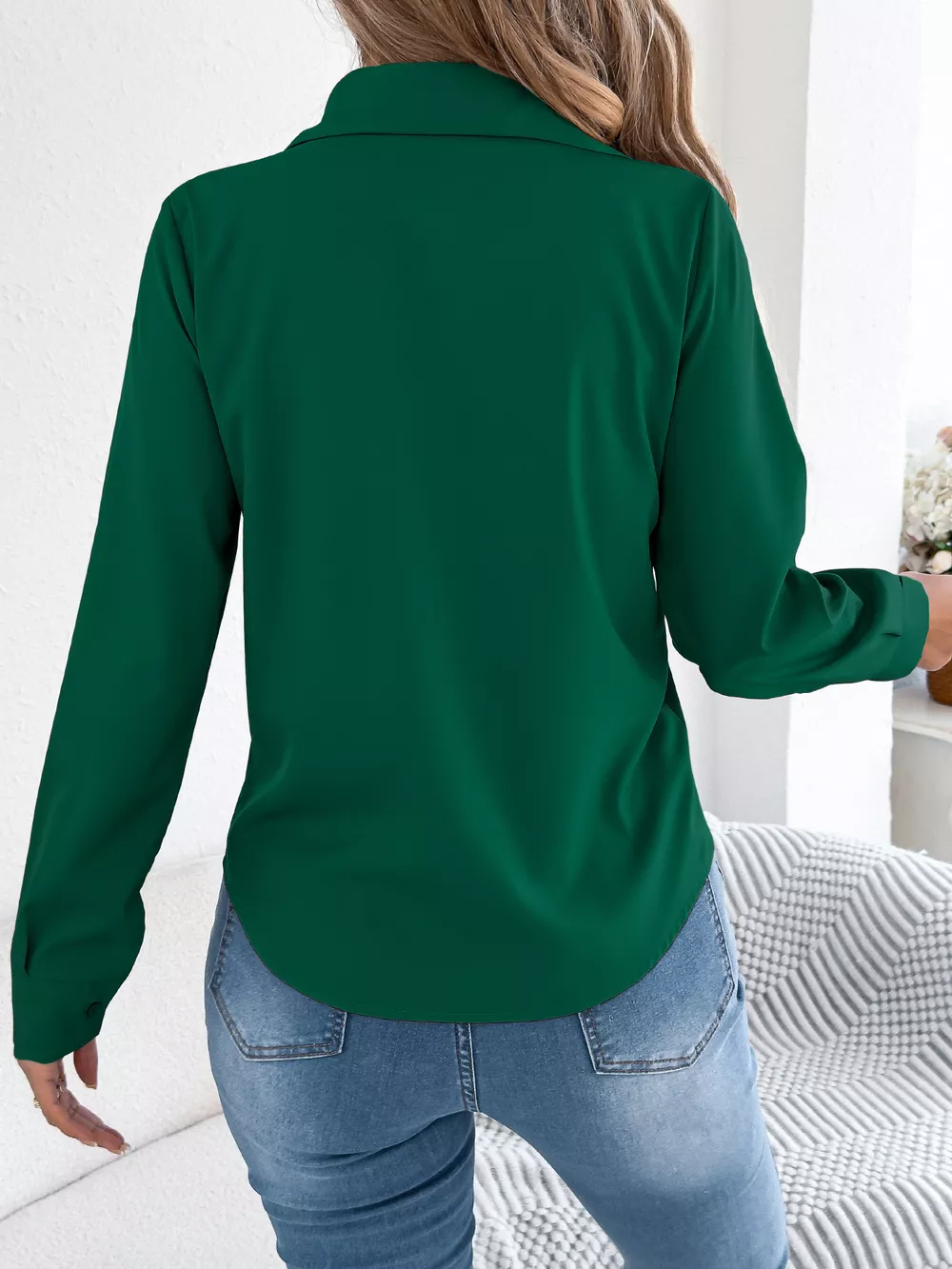 Pleated Front Long Sleeve Shirt, image 15