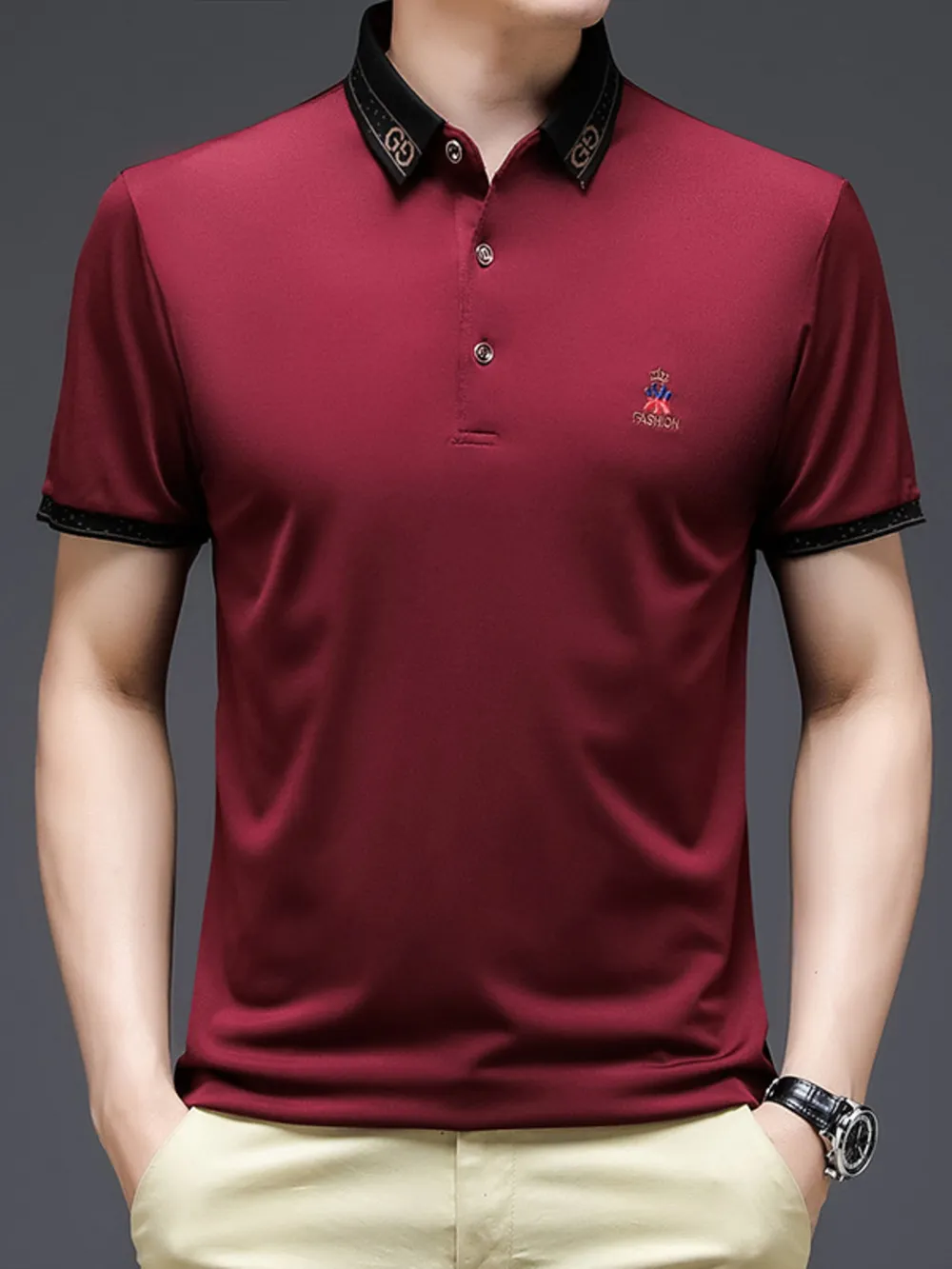 Men's Plus Size Breathable Short Sleeve Polo, image 6