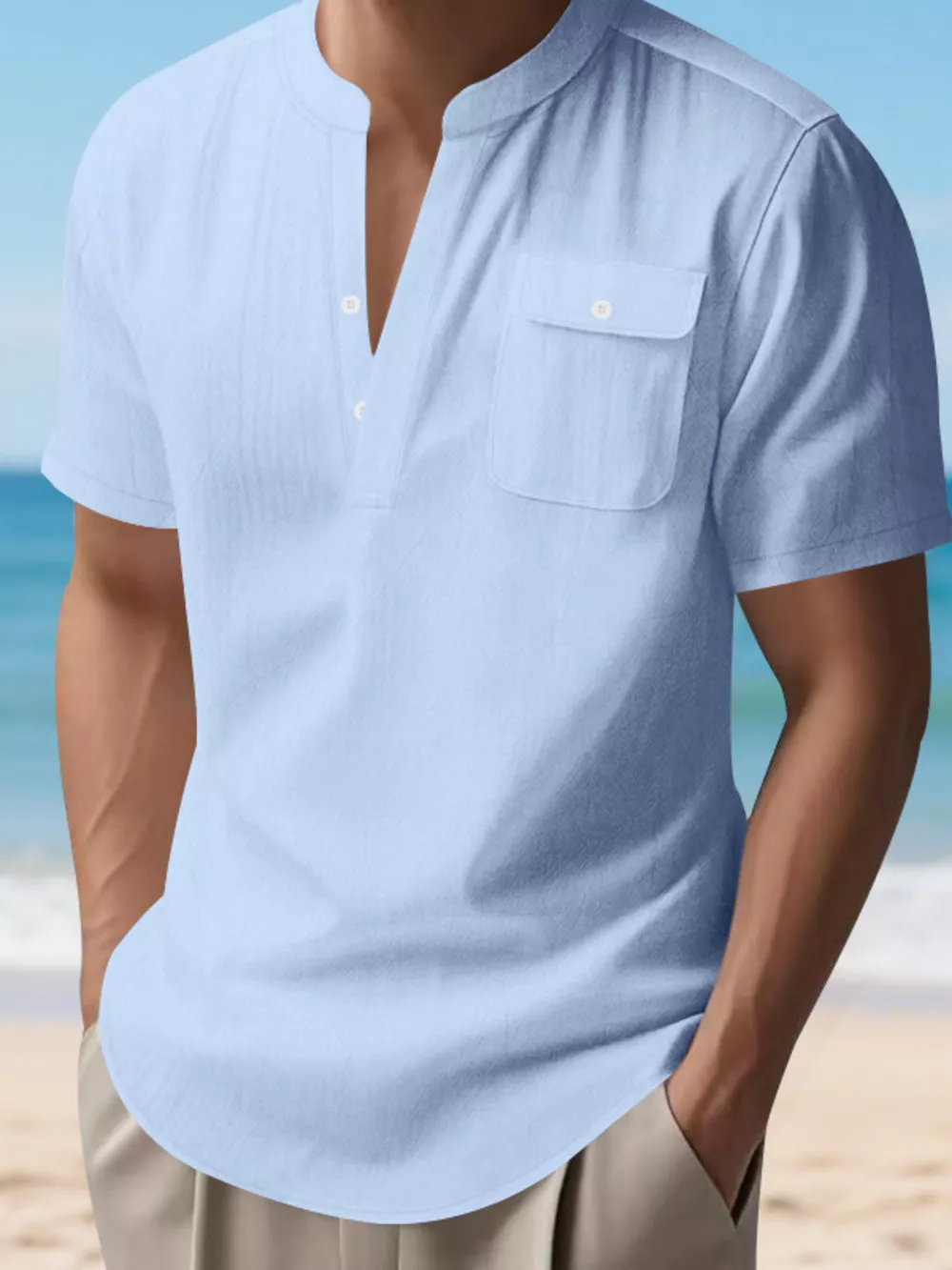 Men's Full Size Button Detail Short Sleeve Shirt Plus Size, image 10