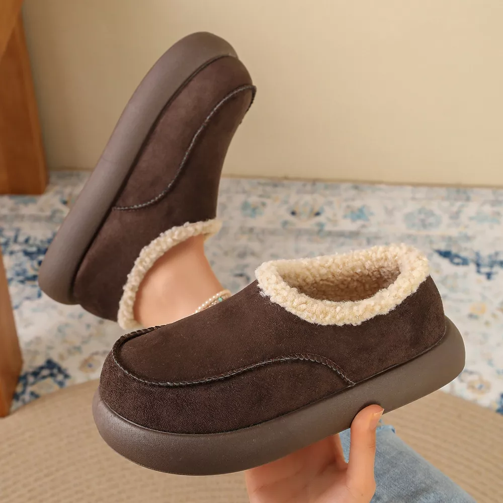 Plush-Lined Suede Platform Slip-On Boots, image 4