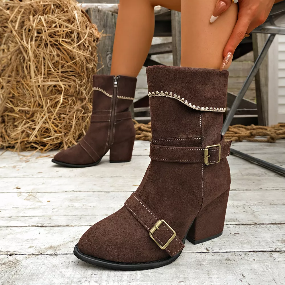 Point Toe Block Heels Boots, image 6