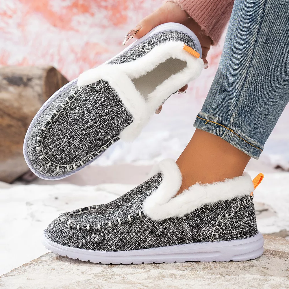 Faux Fur Lined Round Toe Shoes, image 7
