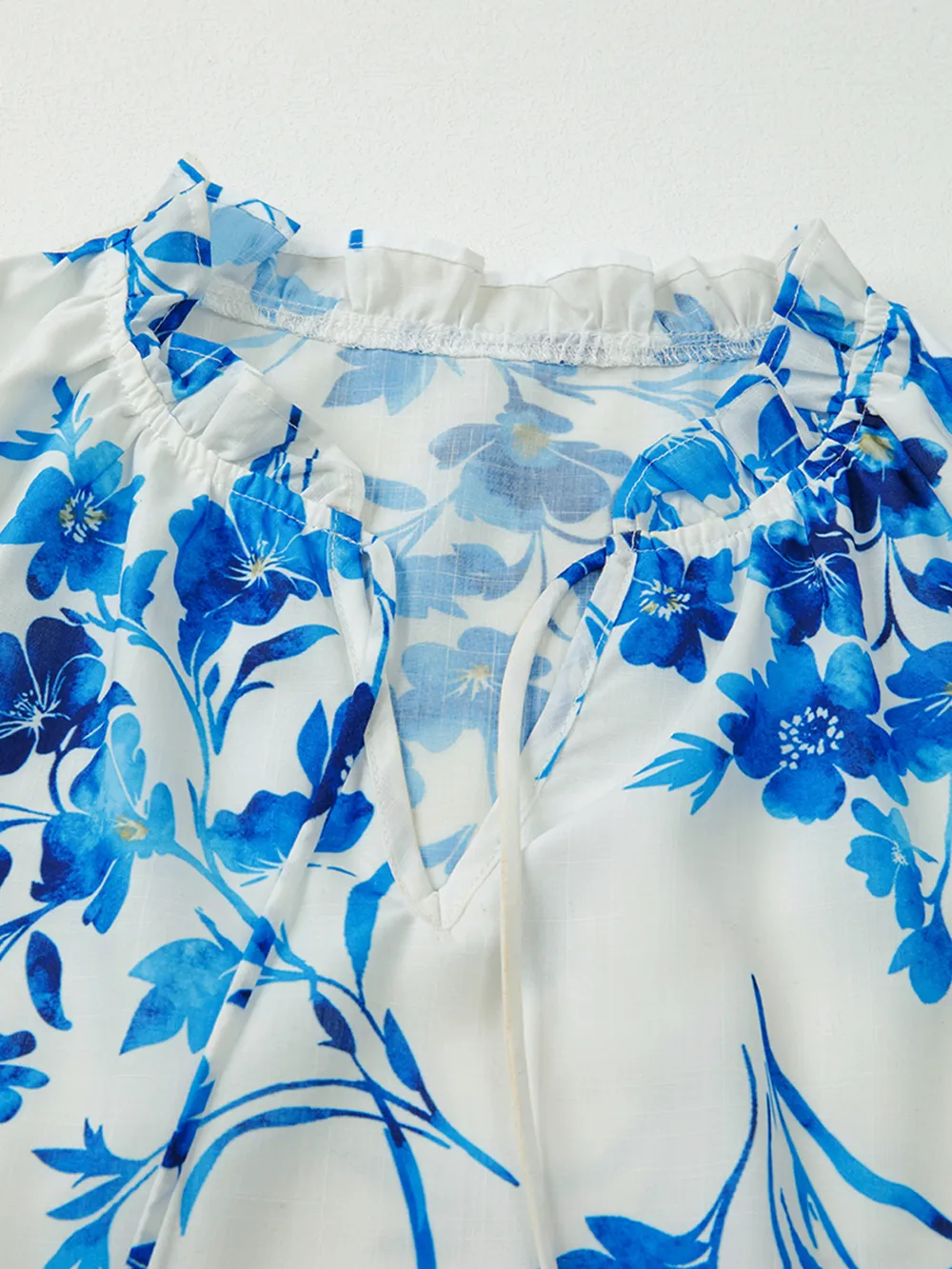 Floral Long Sleeve Tie Neck Blouse, image 8