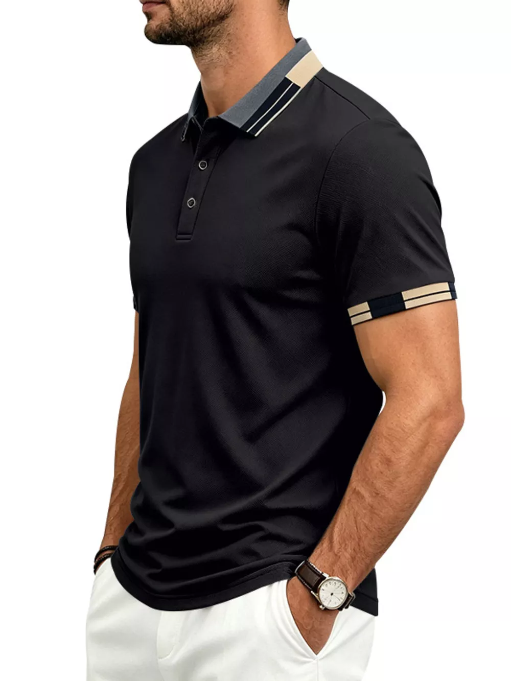 Men's Full Size Slim-Fit Contrast Trim Polo Plus Size, image 6