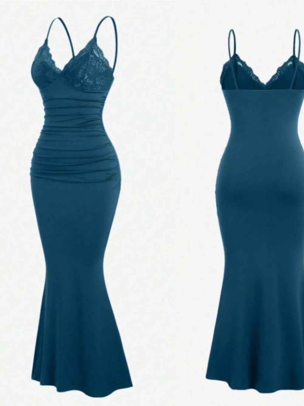 Lace Trim Ruched Mermaid Dress, image 11