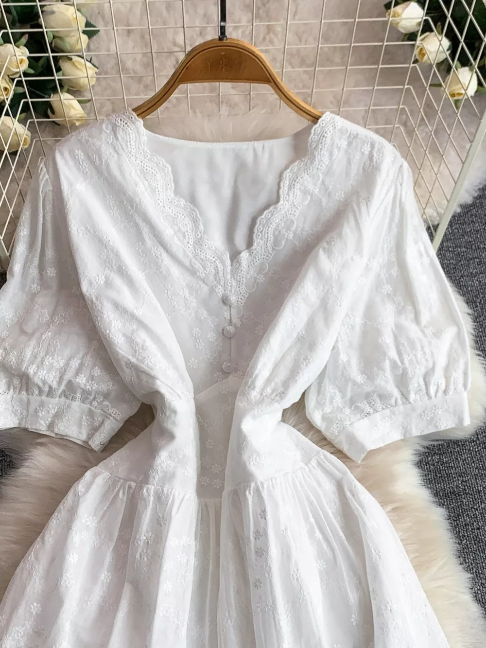 Lace Detail A-Line Midi Dress, image 11