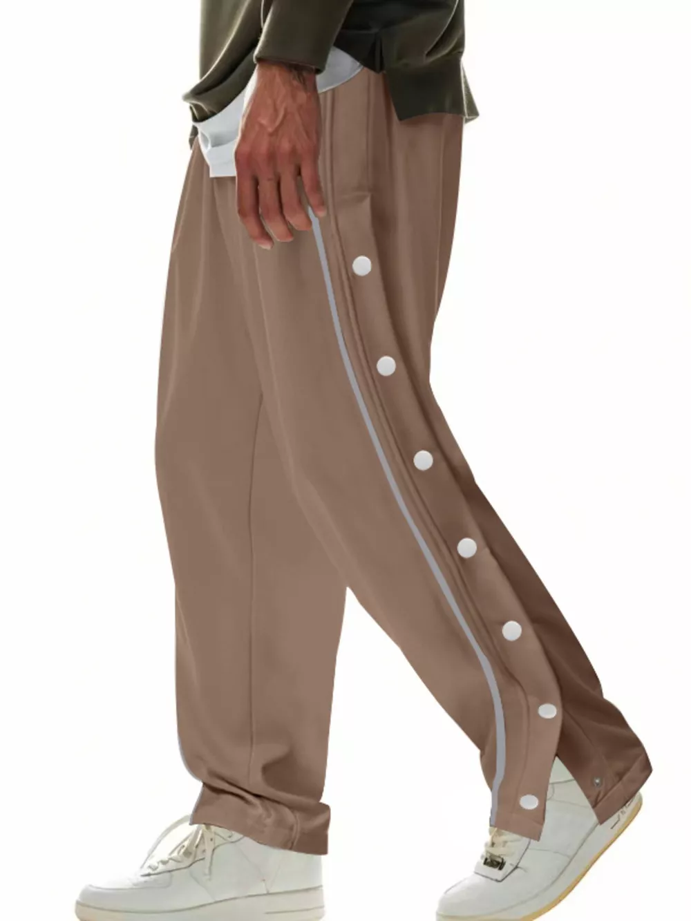 Men's Full Size Loose Fit Side Snap Button Track Pants Plus Size, image 2