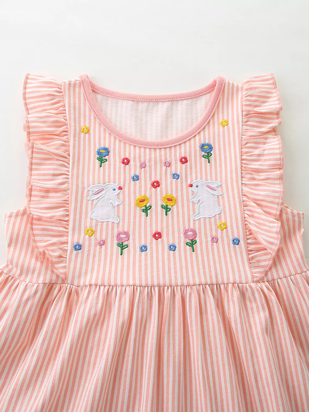 Children's Embroidered Bunny Ruffle Sleeve Dress, image 3