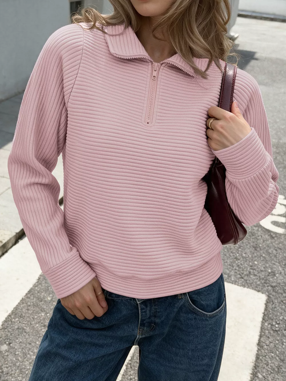 Quarter-Zip Long Sleeve Sweatshirt, image 3