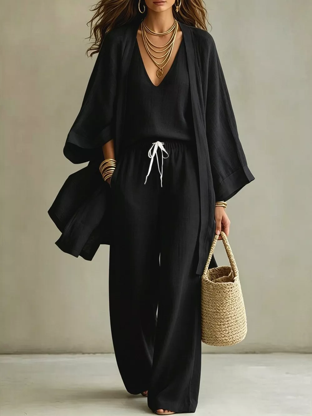 Full Size V-Neck Tank & Cardigan and Pants Set Plus Size, image 6
