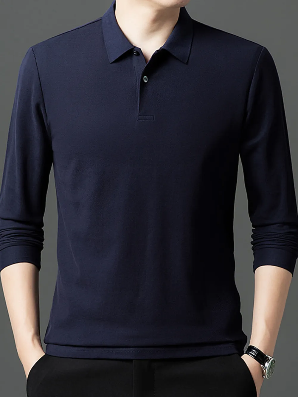Men's Plus Size Button Detail Short Sleeve Polo, image 6