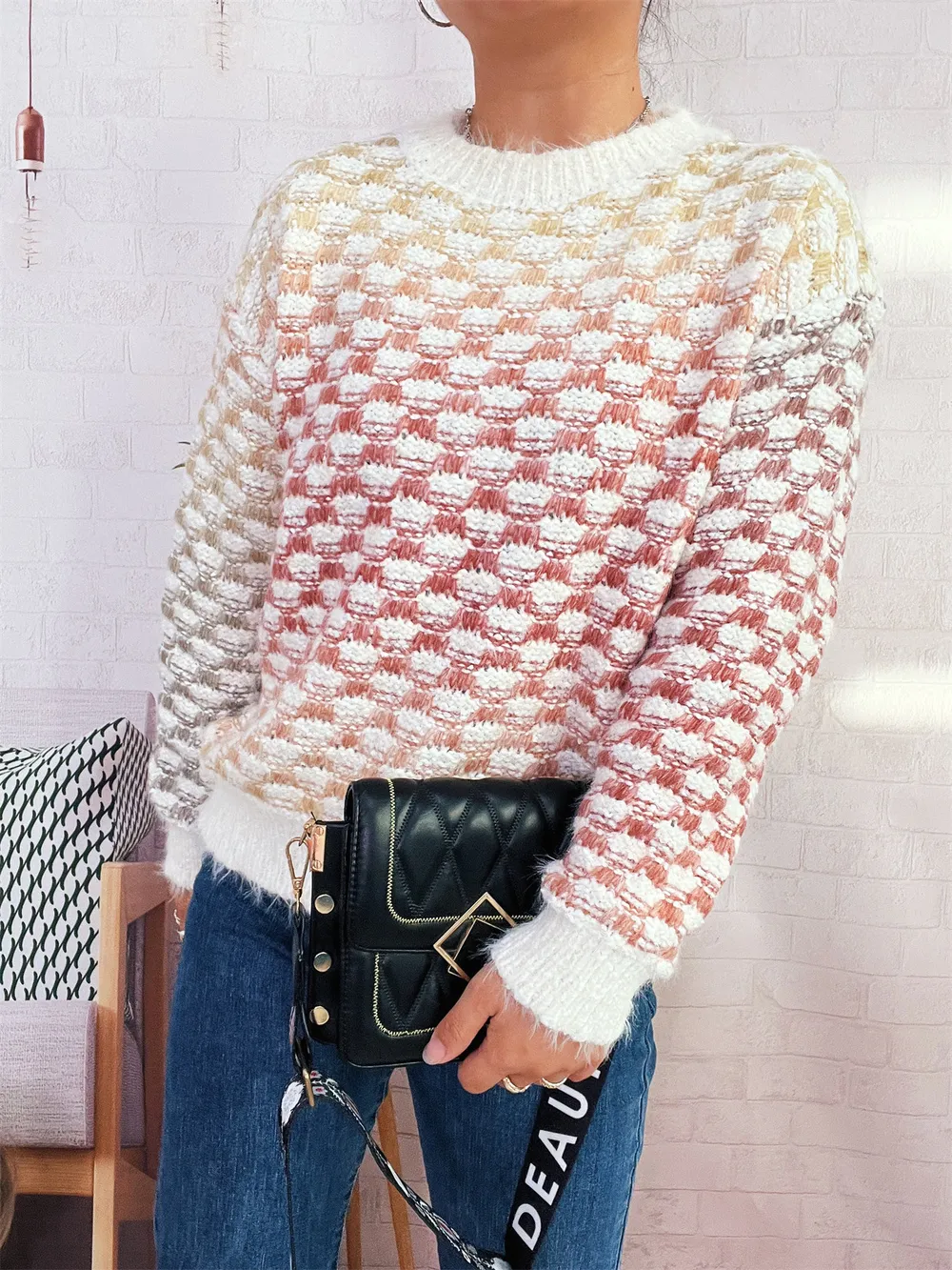 Rainbow Gradient Round Neck Sweater, image 9