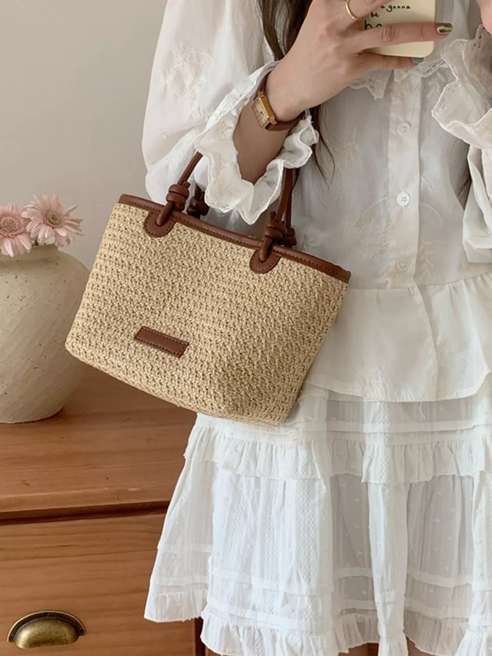 Straw Woven Crossbody Bag, image 12