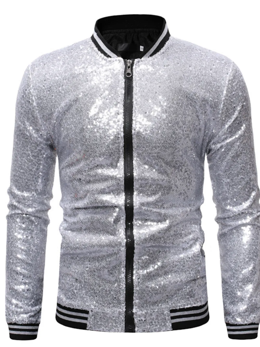 Men's Sequin Zip Up Jacket, image 7