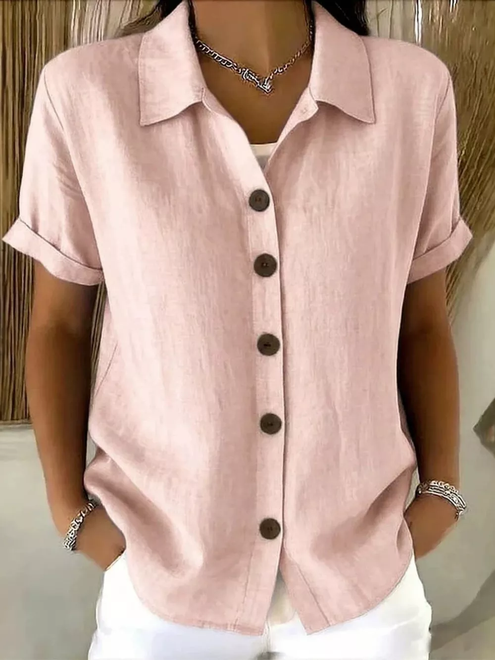 Full Size Button Up Short Sleeve Shirt Plus Size, image 8