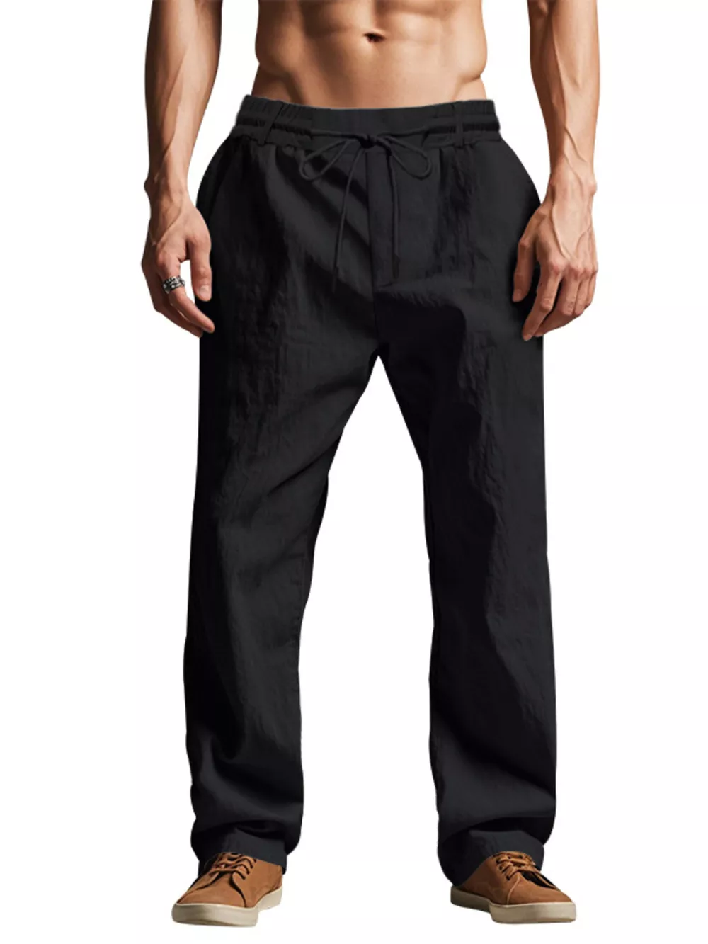 Men's Full Size Drawstring Elastic Waist Loose Fit Pants Plus Size, image 2