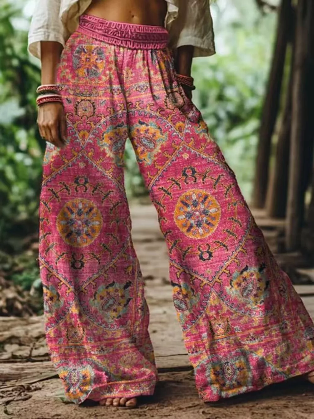 Full Size Floral Wide-Leg Pants Plus Size, image 7